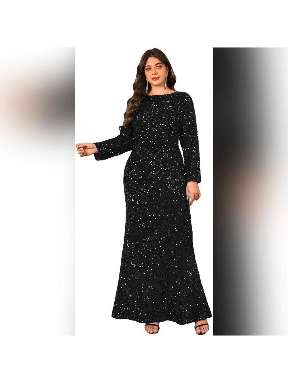 NWT Romagic Velvet Sequin Maxi Formal Evening Party Gown, Black, XXL